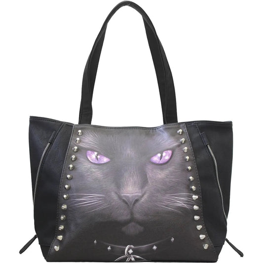 BLACK CAT - Tote Bag - Top Quality Pu Leather Studded