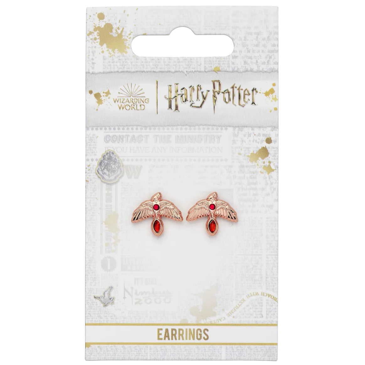 Harry Potter Fawkes Rose Gold Plated Stud Earrings