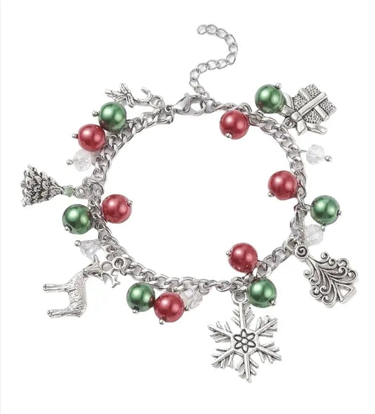 Silver Twist Chain Christmas Charm Bracelet tots and tumblers art