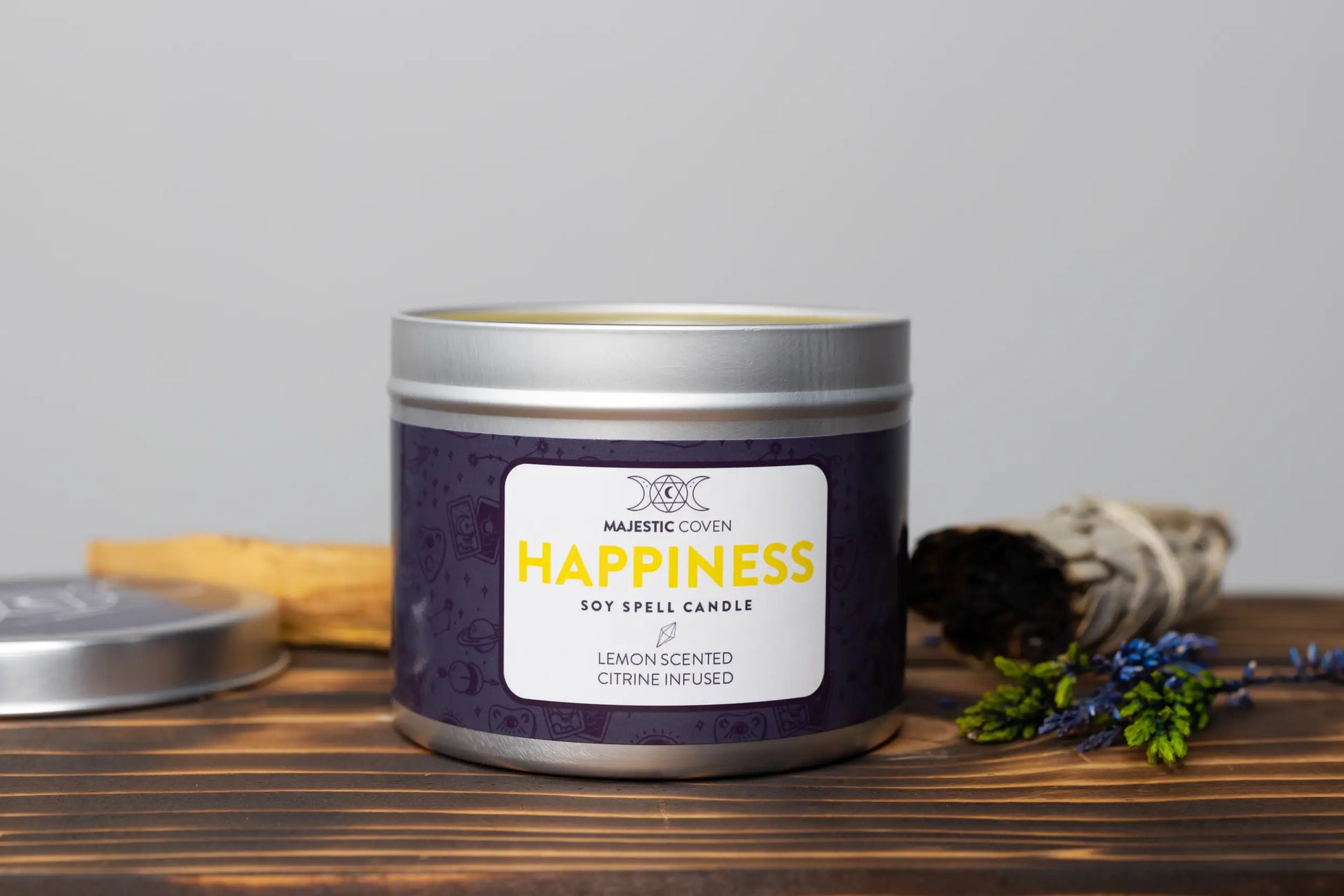 Happiness - Citrine Infused Crystal Soy Candle - Spellbound