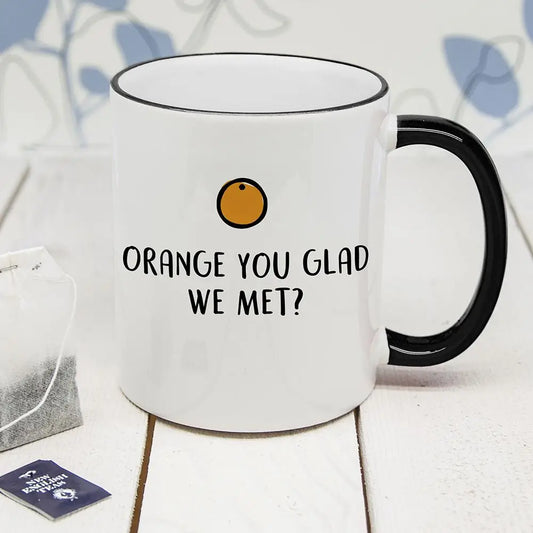 Personalised Orange You Glad Black Rimmed Mug - Spellbound
