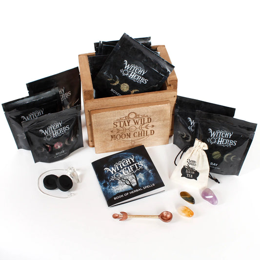 Witchcraft Kit with 10 Herbs, crystals, and spell book. - Spellbound
