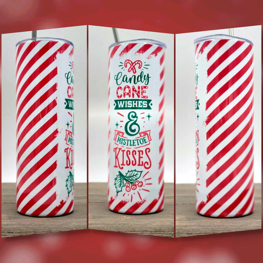 Candy Cane Wishes Mistletoe Kisses | Christmas Tumbler - Spellbound