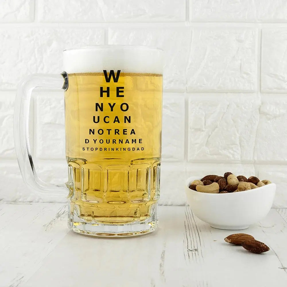 Personalised Opticians Chart Beer Glass Tankard - Spellbound
