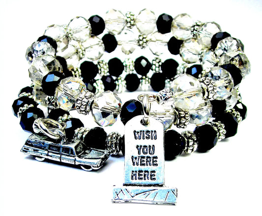 Wish you were here Hearse crystal wrap 2pc bracelet Horror - Spellbound