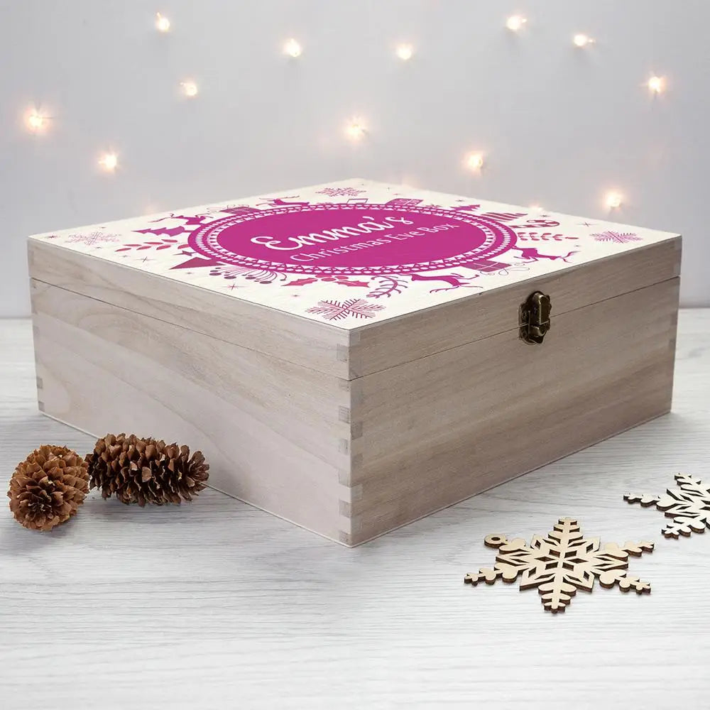 Personalised Christmas Eve Box With Snowflake Wreath - Spellbound