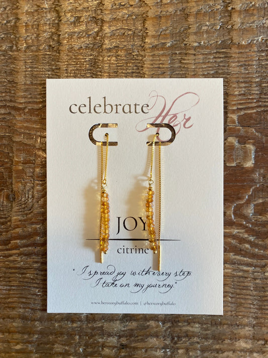 Celebrate HER Joy | Threader Earrings - Citrine - Spellbound