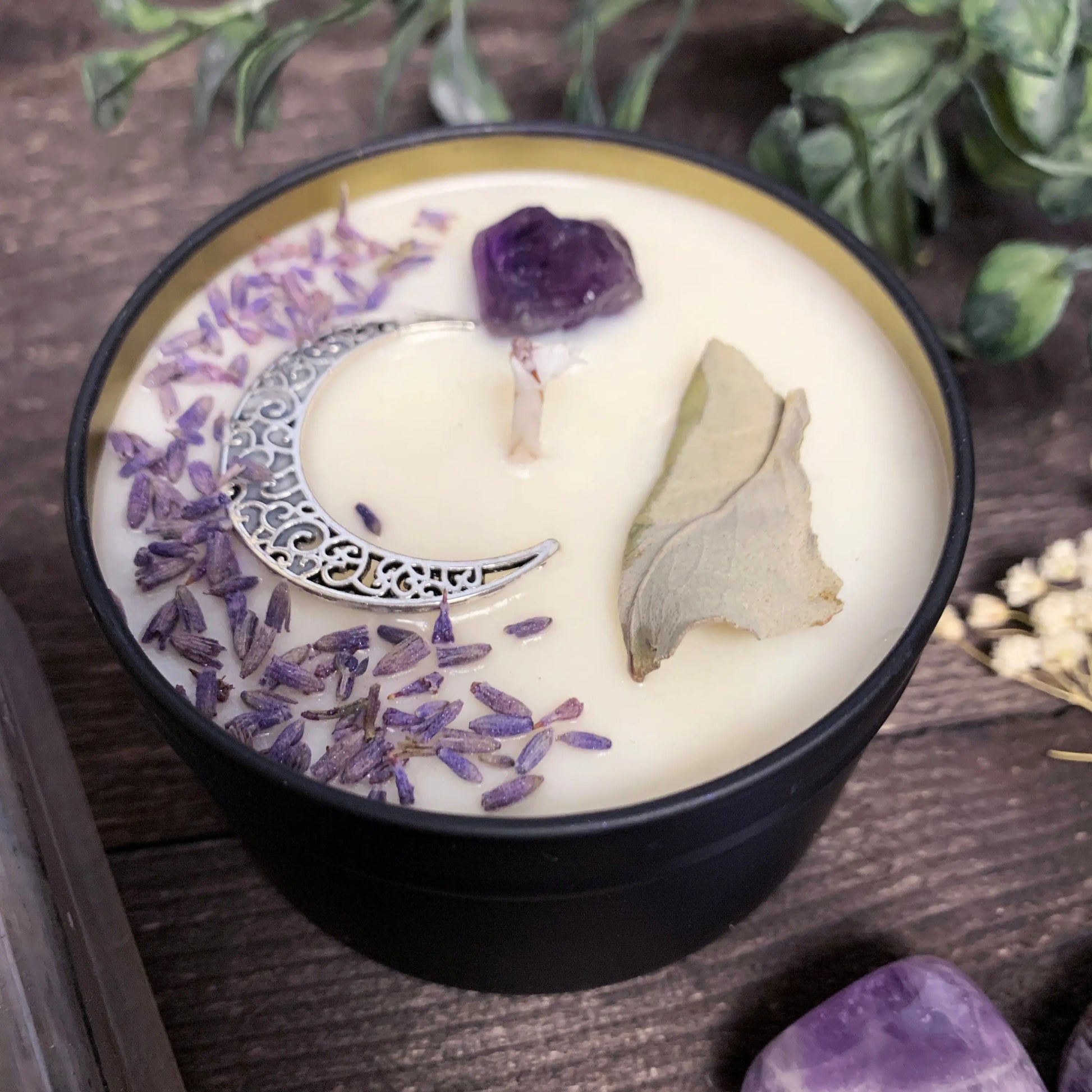 Moon Child Herb & Crystal Infused Candle | Intention Candle | Ritual Candle | Pagan Candle | Astrology Candle | Moon Magic | Soy Candle - Spellbound