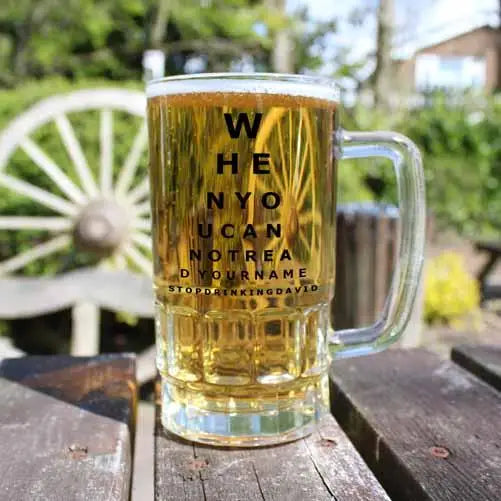 Personalised Opticians Chart Beer Glass Tankard - Spellbound