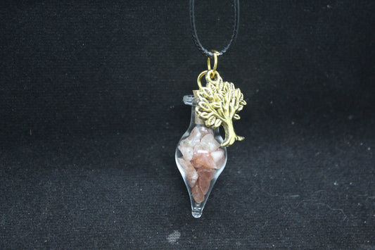 Carnelian Glass Teardrop Tree Necklace Crystal Witch - Spellbound
