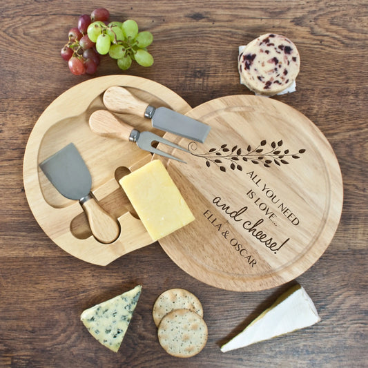 Personalised 'All You Need Is Love' Round Cheese Board - Spellbound