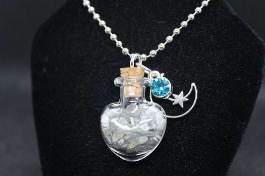 Labradorite Glass Heart Moon Necklace Crystal Witch - Spellbound