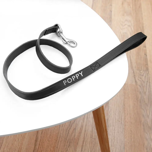 Personalised Classic Black Leather Dog Lead - Spellbound