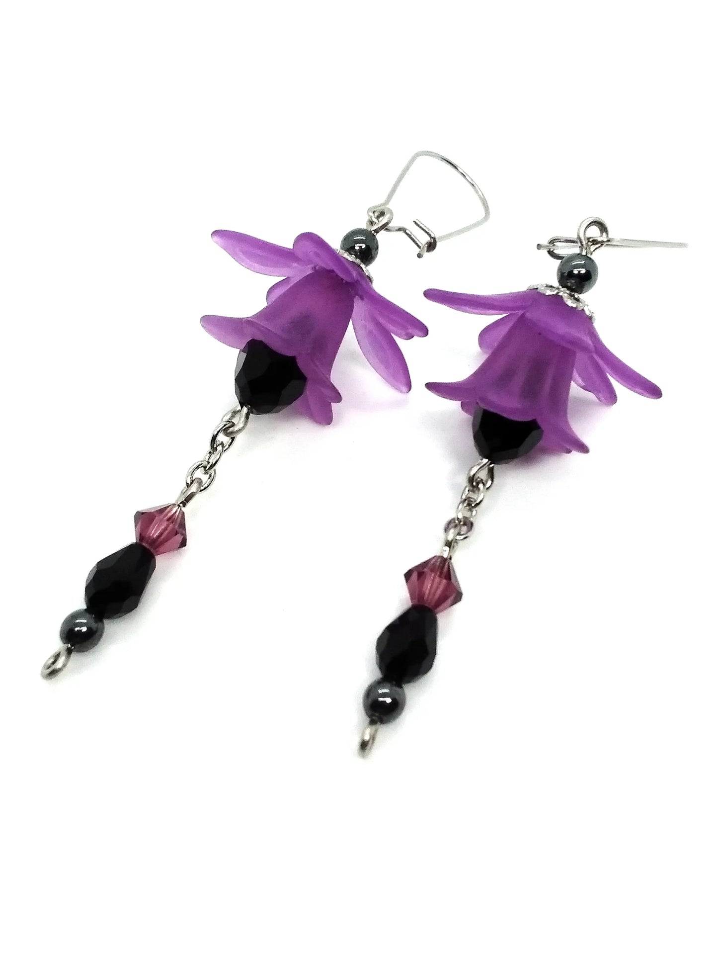 Flower Dangle Earrings - Nightshade Purple - Spellbound