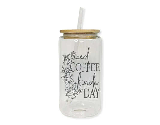 Iced Coffee Kinda Day Glass Tumbler with Lid - Spellbound