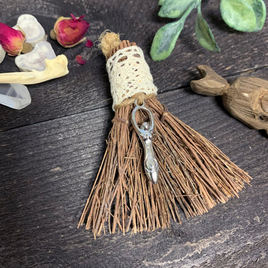 Goddess Mini Besom | Altar Broom | Witchy Decor | Witchcraft | Pagan | Wicca | Mini Besom | Protection Broom | Birch Broom | Goddess Decor - Spellbound
