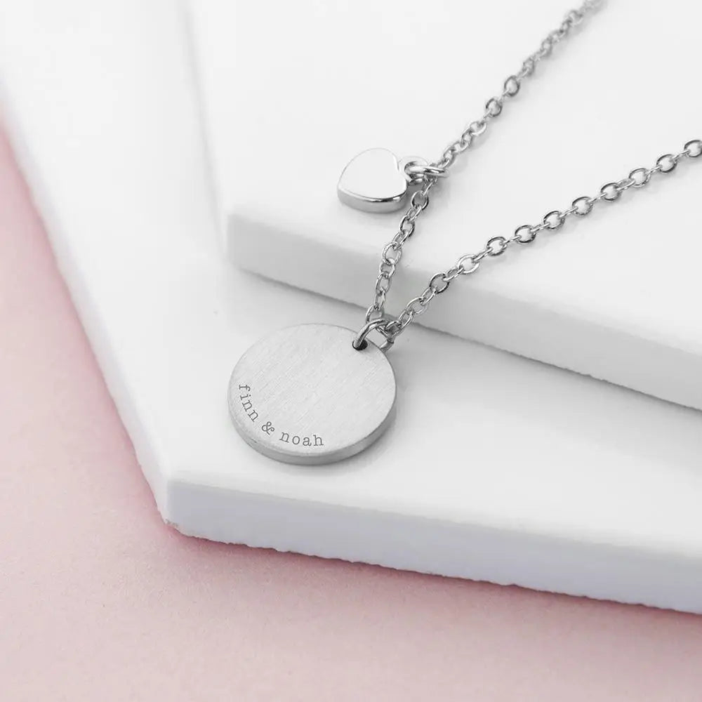 Personalised Heart and Disc Family Necklace - Spellbound