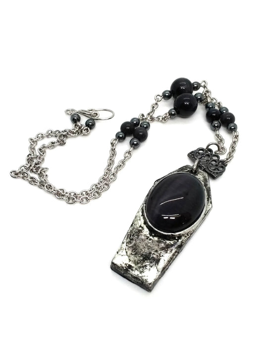 Black Cat Eye Coffin Necklace - Spellbound