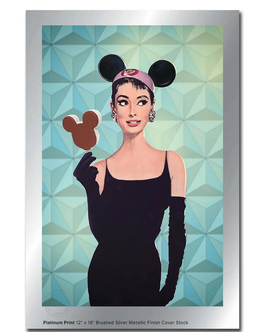 Disney Starlets, Audrey Hepburn: Breakfast at Walts - 12" X 18" Platinum Print - Spellbound