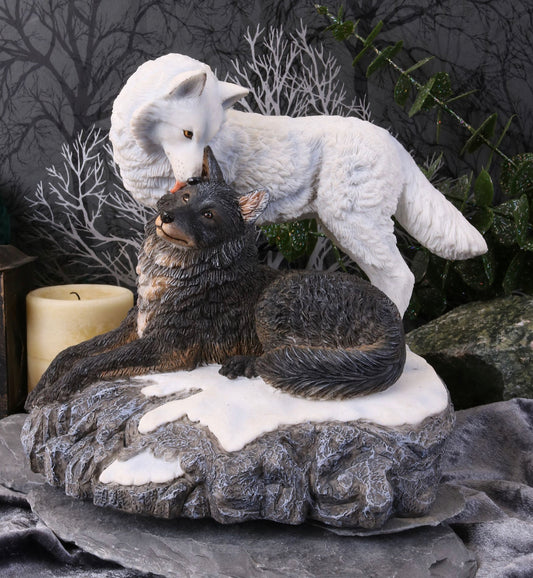 Snow Kisses Wolf Figurine by Lisa Parker 20.5cm - Spellbound
