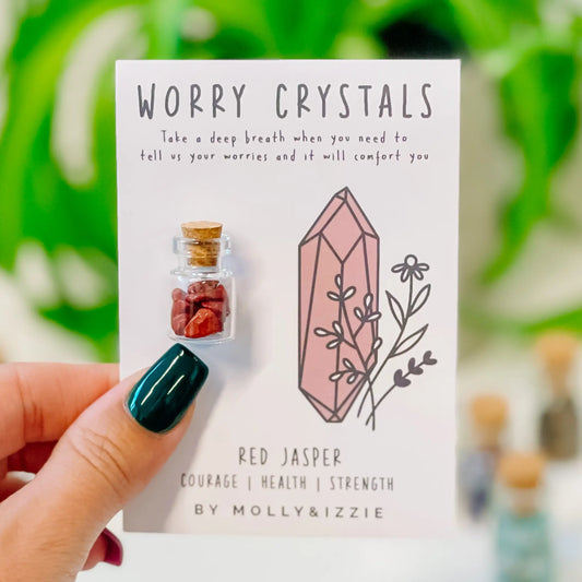 Red Jasper Worry Crystals on Card - Spellbound