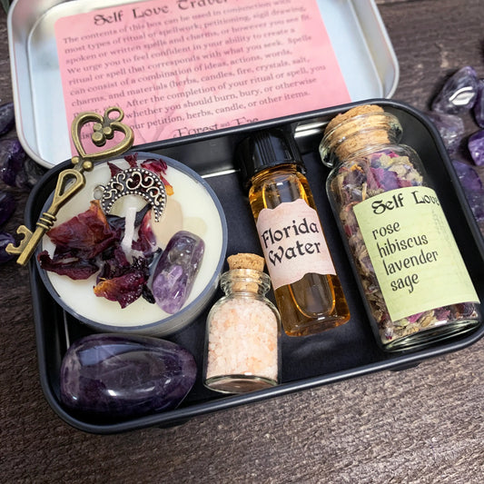 Self Love Travel Altar | Ritual Kit | Witch Kit | Witchcraft Mini Altar | Travel Spell Kit | Spell Candle | Herb Witch | Crystal Candle - Spellbound