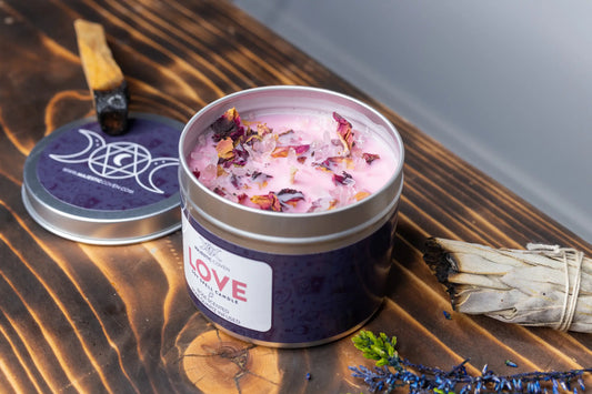 Love - Rose Quartz Infused Crystal Soy Candle - Spellbound