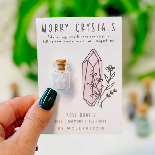 Rose Quartz Worry Crystals on Card - Spellbound