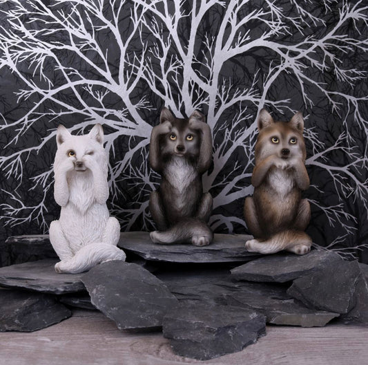 Three Wise Wolves Figurines 10cm - Spellbound