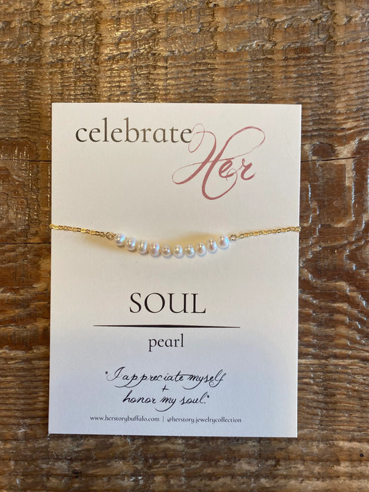 Celebrate HER Soul | Stone Bar Bracelet - Pearl - Spellbound