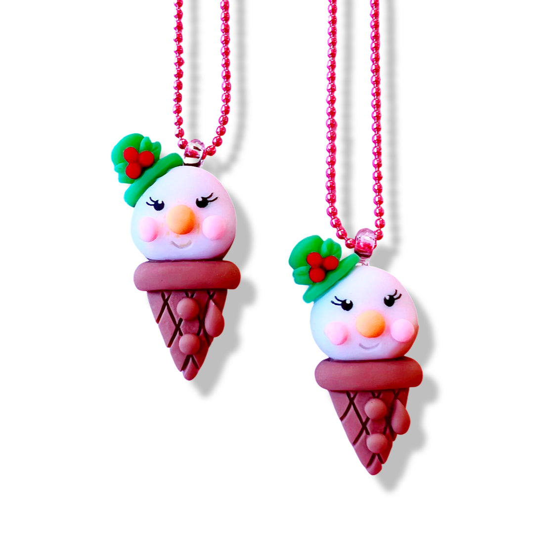Pop Cutie Snowman Ice Cream Holiday Kids Necklace Christmas - Spellbound