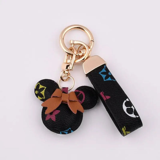 Anime Mickey Minnie Mouse Keychain Wristlet in PU Leather - Spellbound