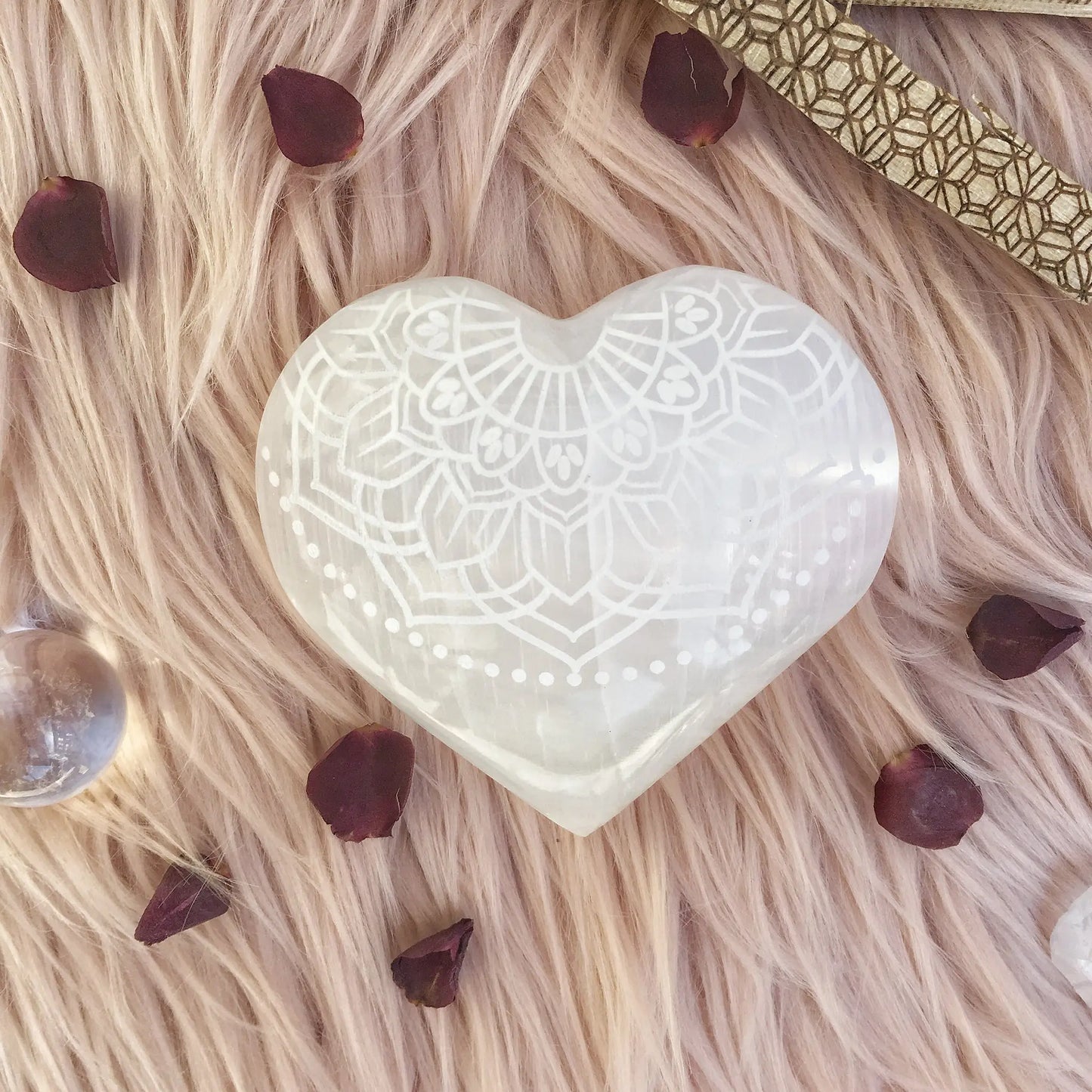 Etched Selenite Heart "Radiate Bliss" - Spellbound
