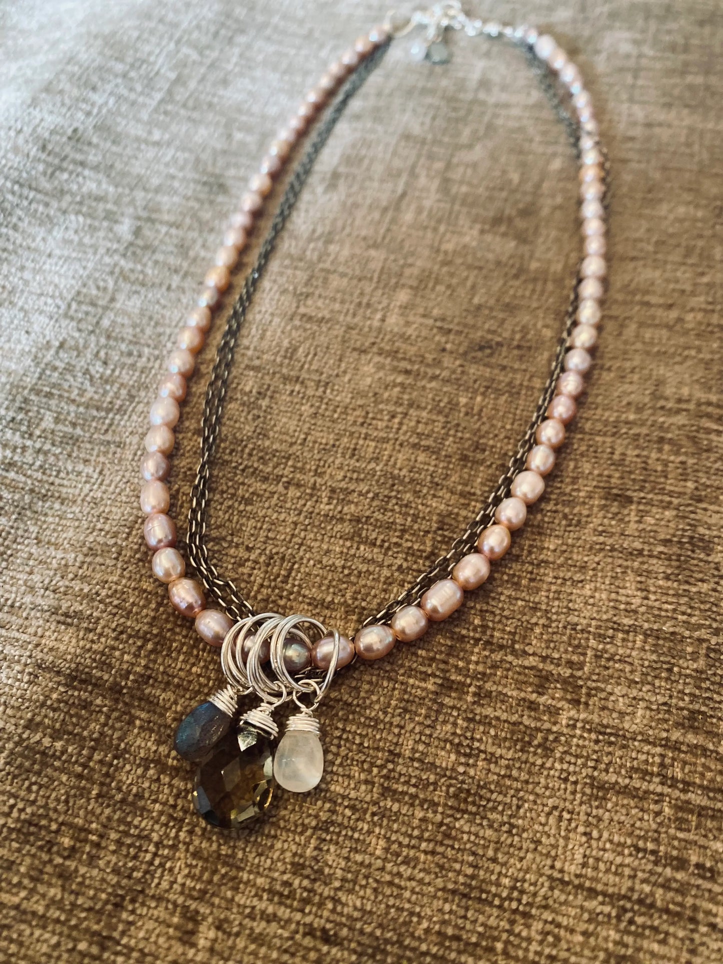 Layered Strong Women Necklace with Pearls - Spellbound