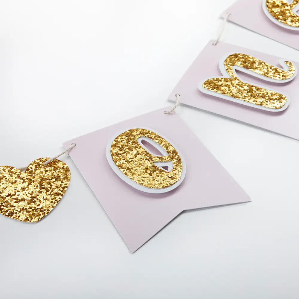 Gold Glitter 1st Birthday Décor Kit (Rosette Crown) - Spellbound