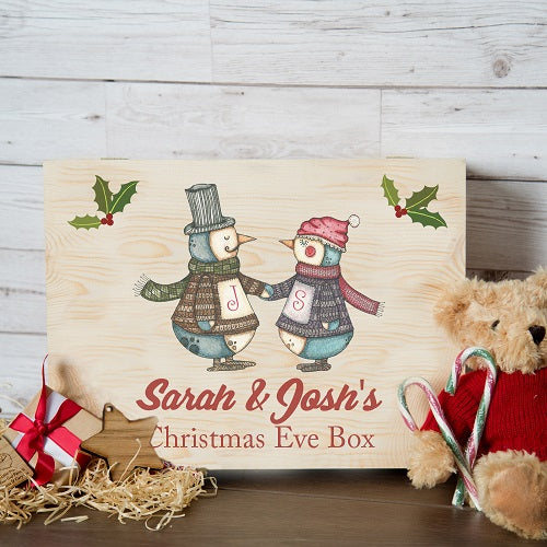 Personalised Dancing Penguins Couples Xmas Eve Box - Spellbound