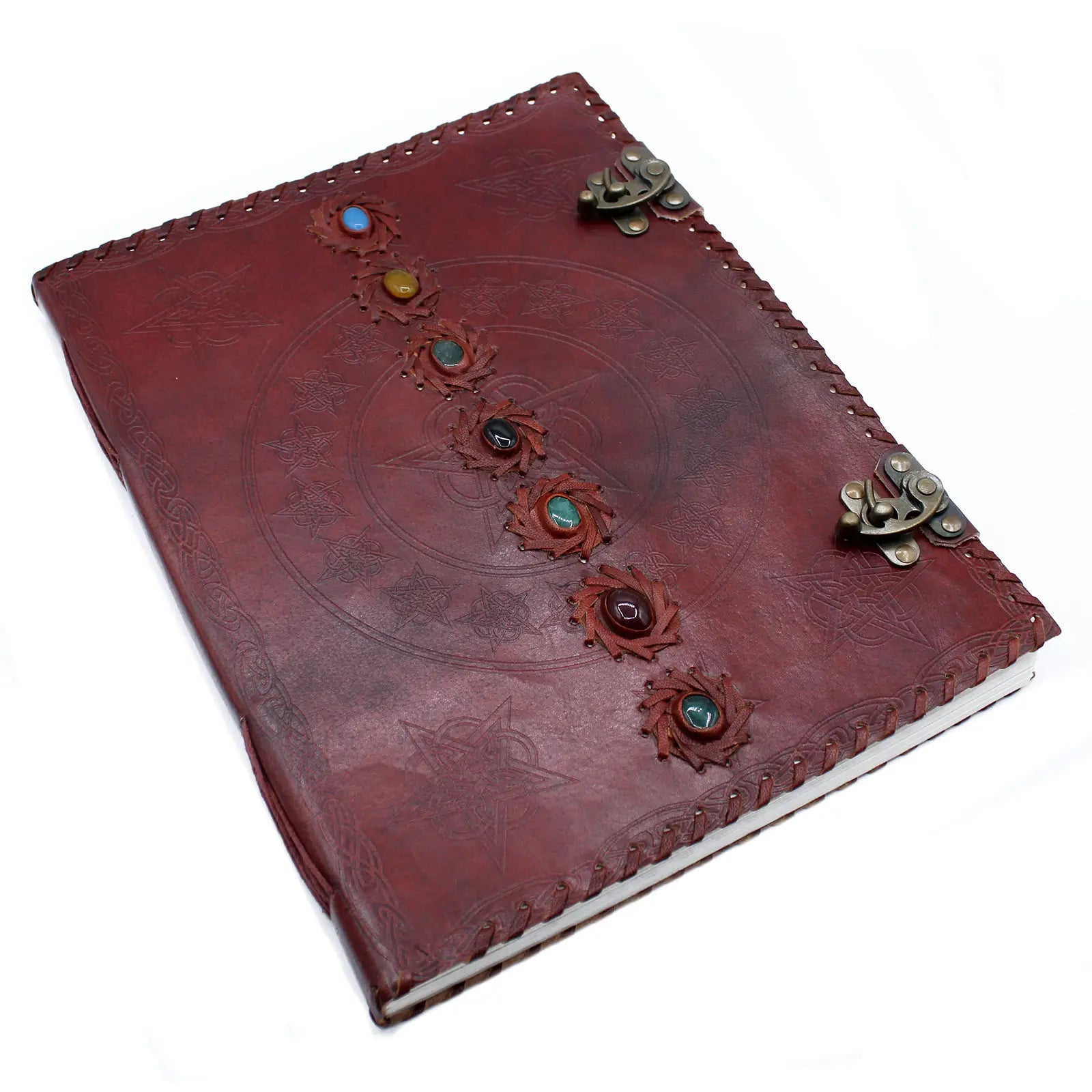 Huge 7 Chakra Leather Book - 10x13" (200 pages) ancient wisdom faire