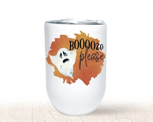 Halloween Wine Tumbler, Booze Please Ghost Halloween Cups, 12 ounce Stainless Steel Tumbler, Sarcastic Womens Wine Glass - Spellbound