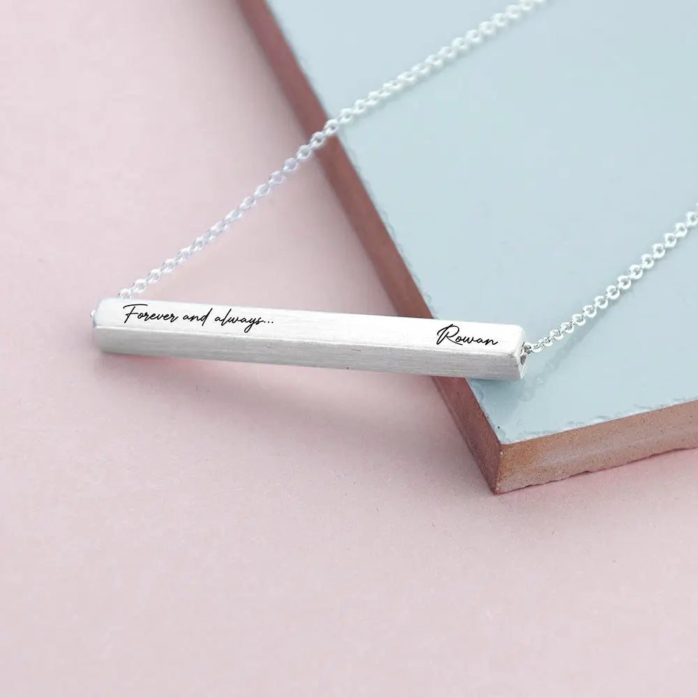 Personalised Forever and Always Horizontal Bar Necklace - Spellbound