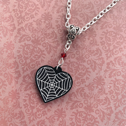 Cobweb Heart Necklace | cute gift for goth girlfriend - Spellbound