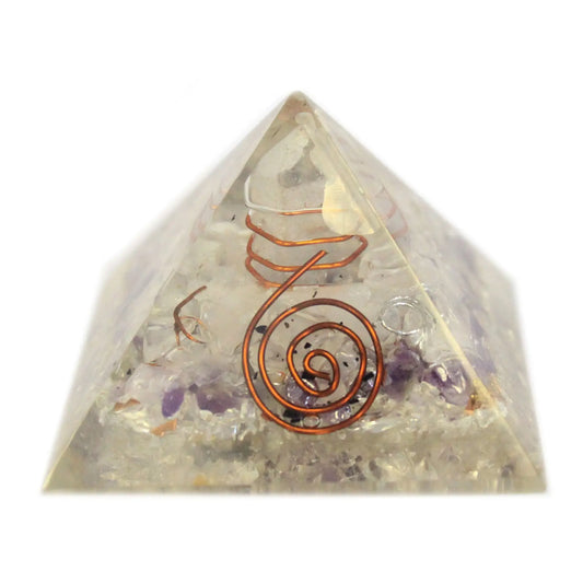 Med Orgonite Pyramid 55mm Gemchips and Copper - Spellbound