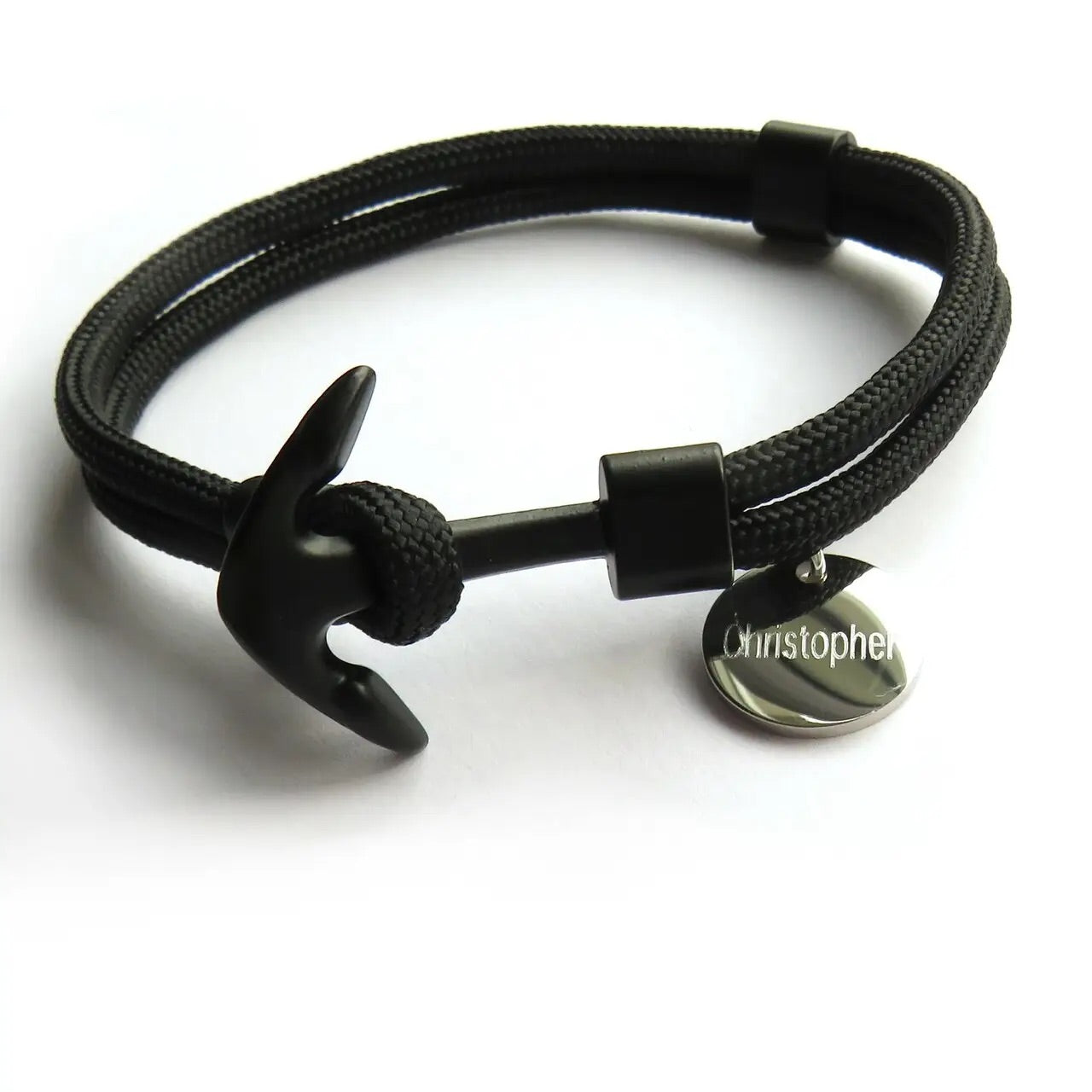 Personalised Men's Black Anchor Bracelet - Spellbound