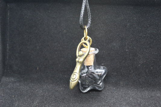 Obsidian Glass Star Bottle Necklace Crystal Witch - Spellbound
