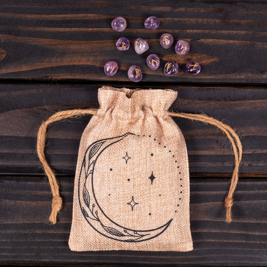 Moon, Vines, and Stars Small Crystal Pouch - Spellbound