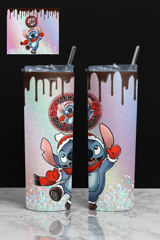 Stitch Merry and Bright Flip Top or Skinny Tumbler - Spellbound