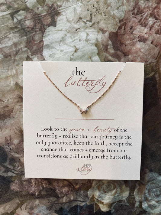 Mini Butterfly Rose Gold Necklace - Spellbound