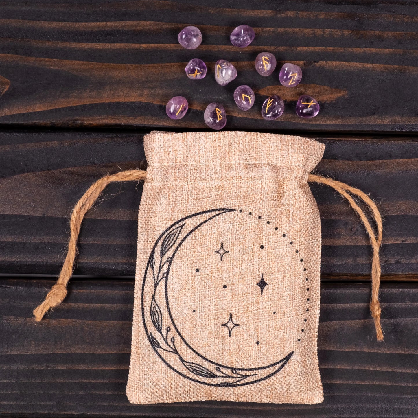 Moon, Vines, and Stars Small Crystal Pouch - Spellbound