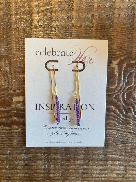 Celebrate HER Inspiration | Threader Earrings - Amethyst - Spellbound