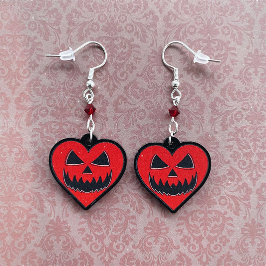 Pumpkin Heart Earrings | gift for goth girlfriend - Spellbound