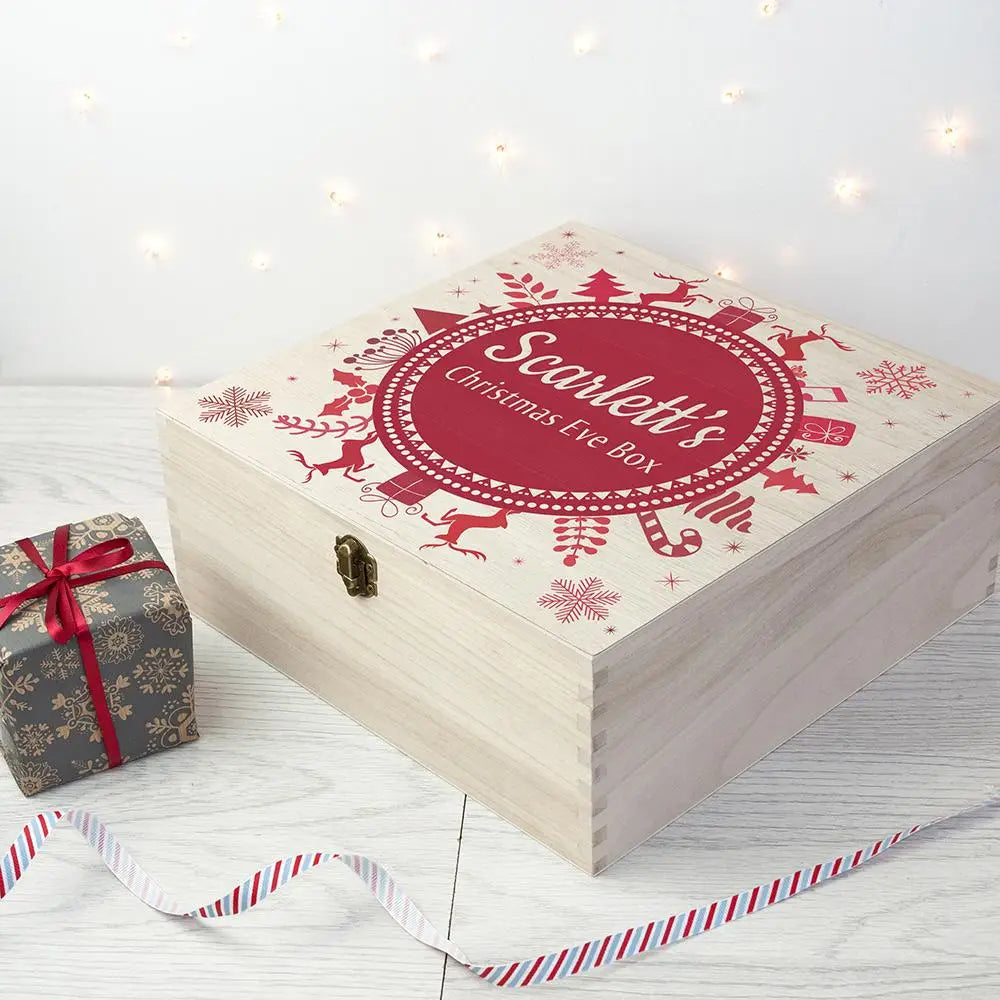 Personalised Christmas Eve Box With Snowflake Wreath - Spellbound